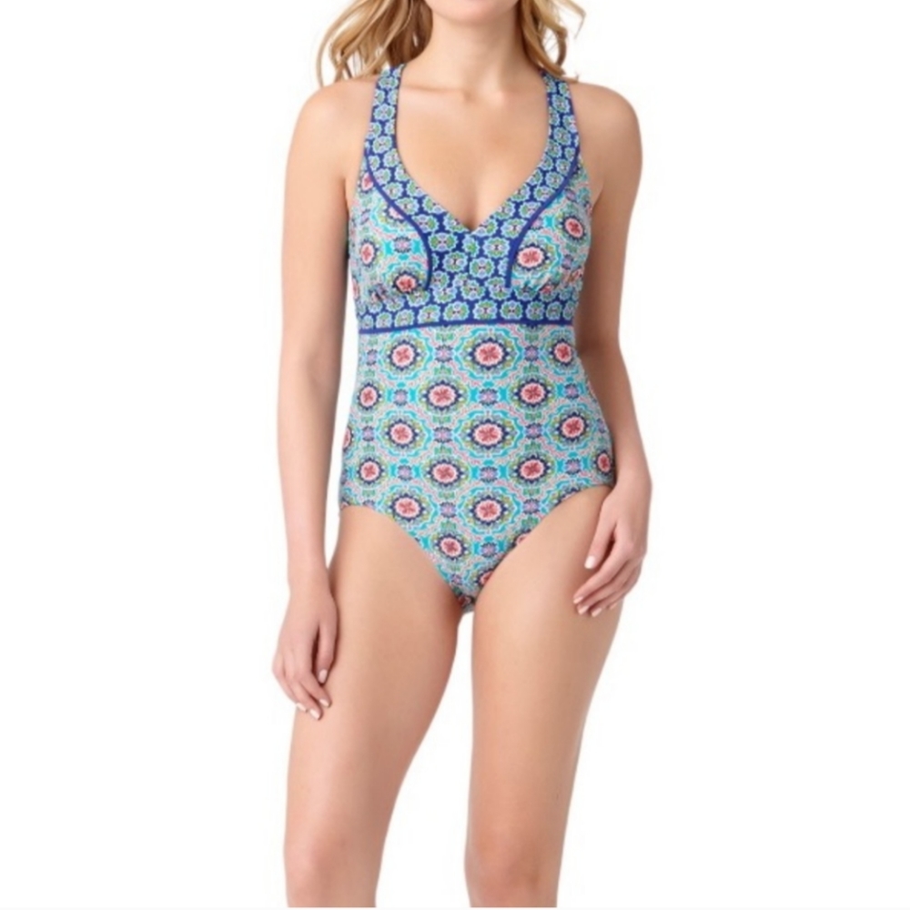 Catalina Garden/Medallion Print One Piece Swimsuit Sz Med 8-10